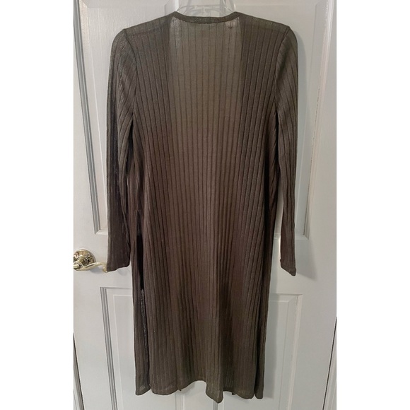 Women’s Long Maxi Long-Sleeve Cardigan Sweater with Slits - Picture 2 of 7